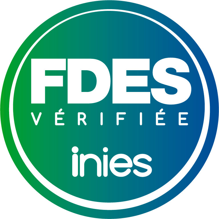 INIES-Label, das die Richtigkeit der FDES-Blätter bescheinigt