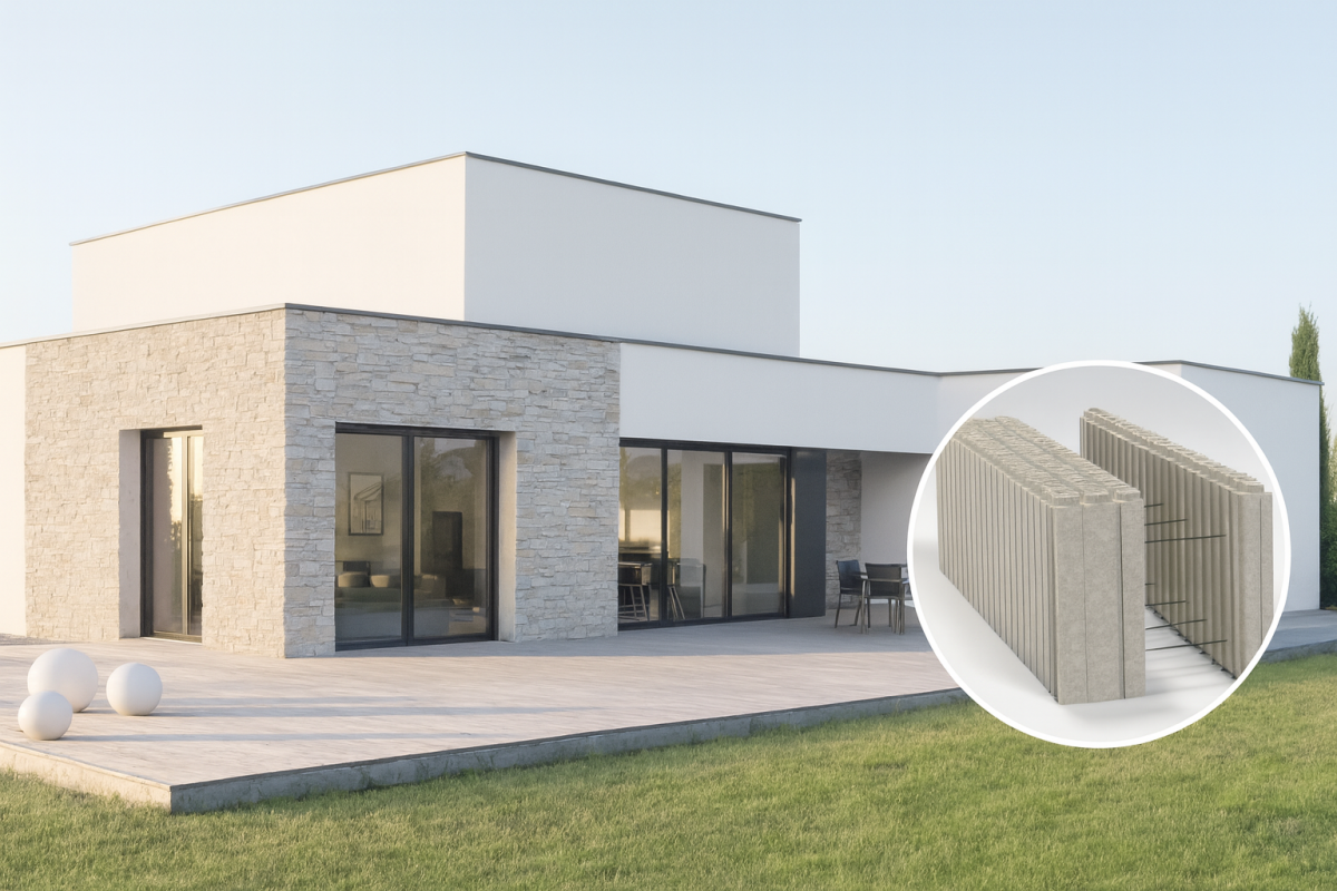 Blocs coffrants isolants pour maisons passives en polystyrène